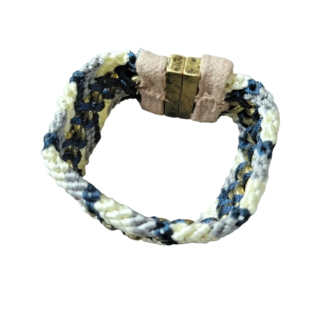 Blue and White Woven Magnetic Bracelet